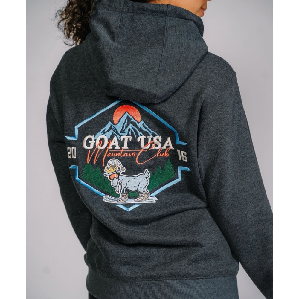 GOAT USA Mountain Club Hooded Sweatshirt Hoodie Skis Chuck Sz Youth XL